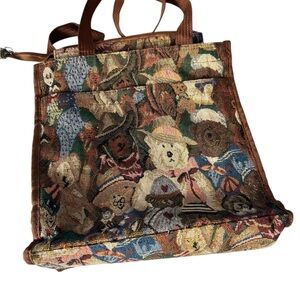 Jade Vintage 90’s Tapestry Teddy Bear Tote Bag